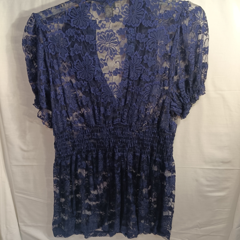 Dots Navy Lace Blouse - Picture 8 of 16